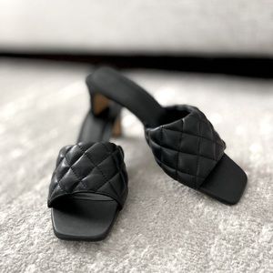 Black Faux Leather Quilted Heels